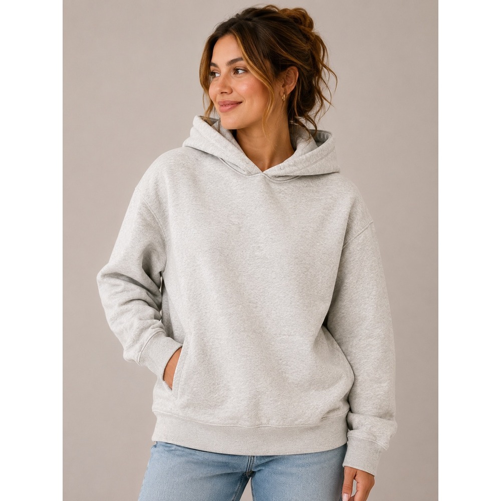 ZARA Womens XXL Gray Heather Fleece Lined Pullover Hoodie Sweatshirt |A1